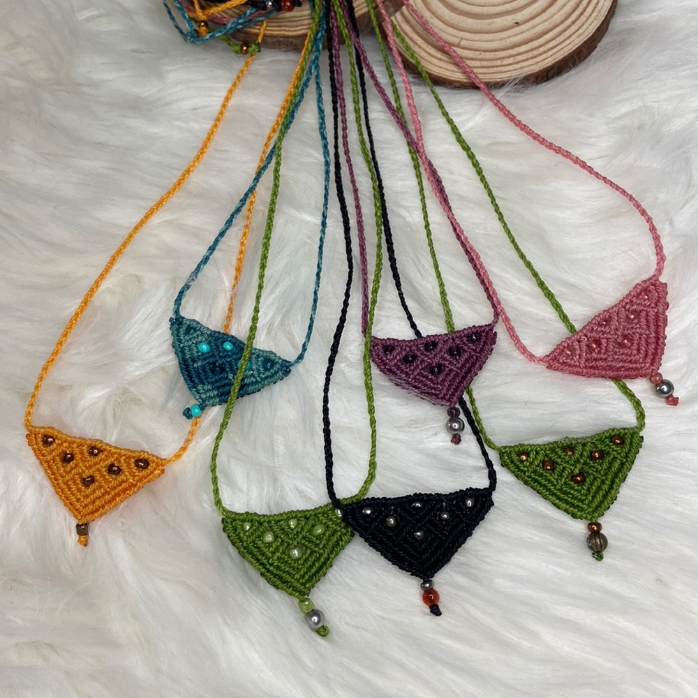 Adjustable Boho Style Beaded Macrame Necklaces. - image 2